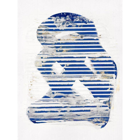 Blue Scrapes I White Modern Wood Framed Art Print by Cartissi