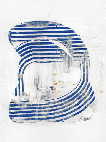 Blue Scrapes II White Modern Wood Framed Art Print with Double Matting by Cartissi