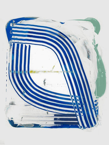 Blue Scrapes III White Modern Wood Framed Art Print with Double Matting by Cartissi