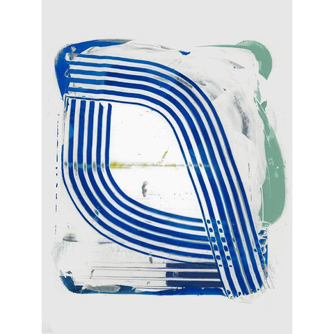 Blue Scrapes III White Modern Wood Framed Art Print by Cartissi