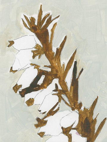 Naive Floral Silhouette II White Modern Wood Framed Art Print with Double Matting by Cartissi
