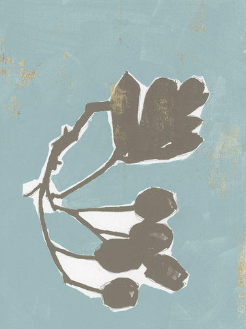 Floral Silhouette I White Modern Wood Framed Art Print with Double Matting by Cartissi
