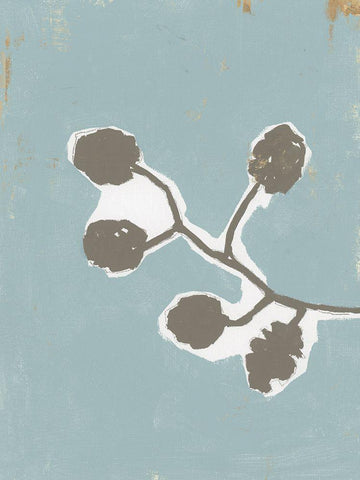 Floral Silhouette III White Modern Wood Framed Art Print with Double Matting by Cartissi
