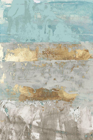 Blue Gold I White Modern Wood Framed Art Print with Double Matting by Cartissi