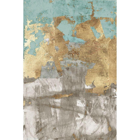 Blue Gold II Black Modern Wood Framed Art Print with Double Matting by Cartissi