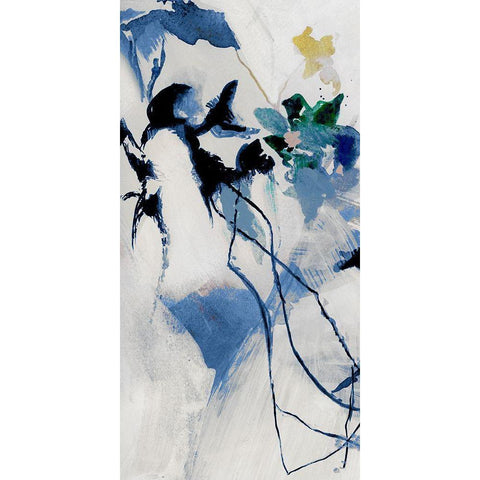 Japanese Blossom II Black Modern Wood Framed Art Print with Double Matting by Cartissi