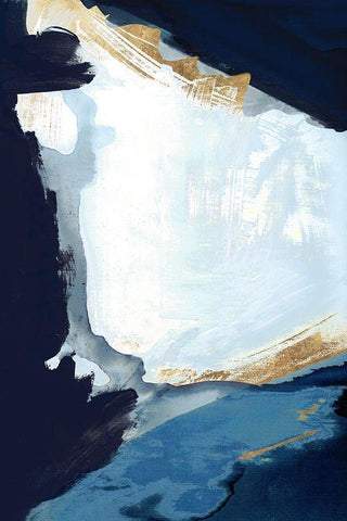 Blue in Gold III Black Ornate Wood Framed Art Print with Double Matting by Cartissi