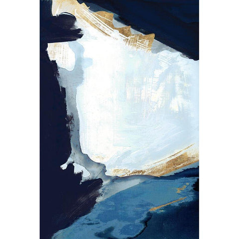 Blue in Gold III Black Modern Wood Framed Art Print by Cartissi