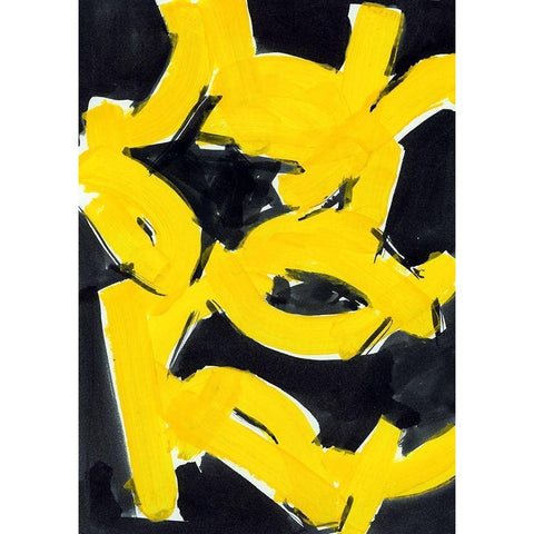Gold And Black II White Modern Wood Framed Art Print by Cartissi