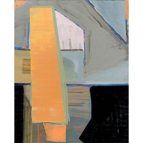 Orange Pinstripe I Black Modern Wood Framed Art Print by Cartissi