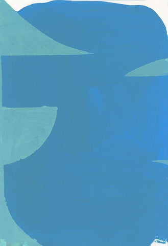 Blue Bound II White Modern Wood Framed Art Print with Double Matting by Cartissi