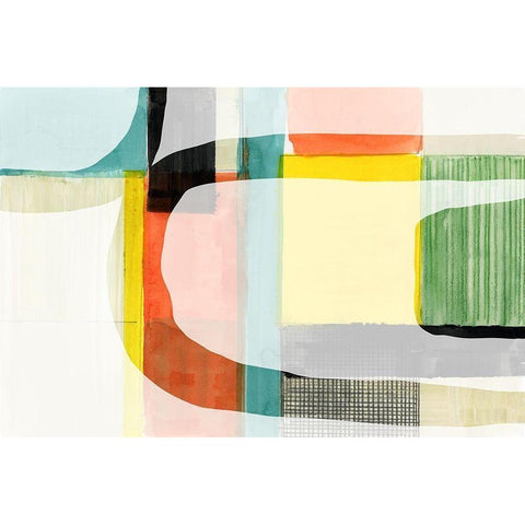 Rainbow Roundabout I  Black Modern Wood Framed Art Print with Double Matting by Cartissi