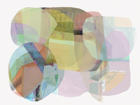 Rainbow Overlay II White Modern Wood Framed Art Print with Double Matting by Cartissi