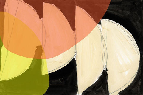 Four Semi Moons I  White Modern Wood Framed Art Print with Double Matting by Cartissi