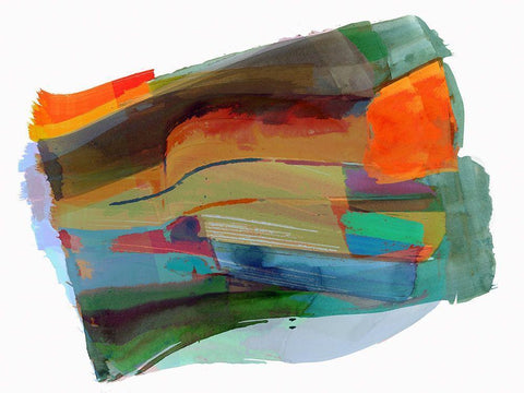 Rainbow Blast II White Modern Wood Framed Art Print with Double Matting by Cartissi