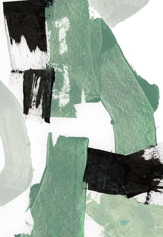 Flowing Green I  White Modern Wood Framed Art Print with Double Matting by Cartissi