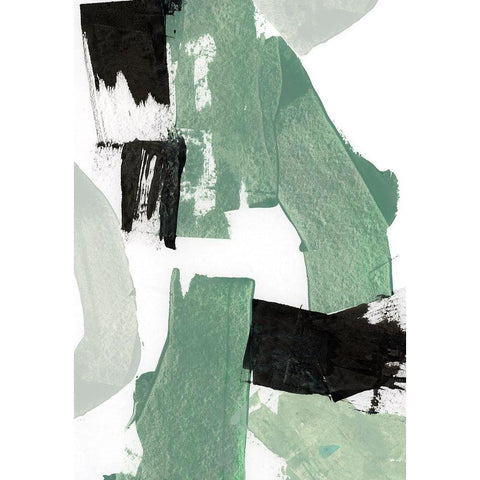 Flowing Green I  Black Modern Wood Framed Art Print by Cartissi