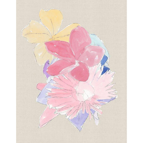 Floral Block II Black Modern Wood Framed Art Print with Double Matting by Cartissi