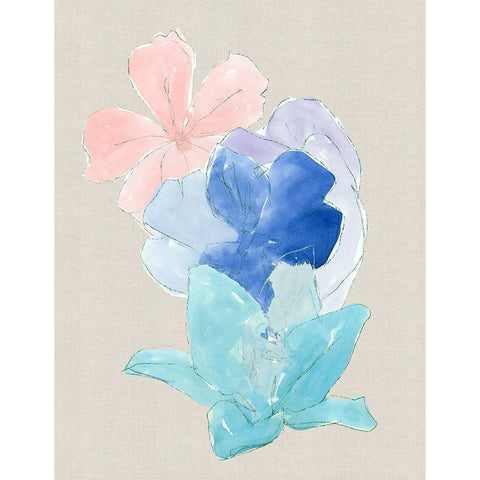 Floral Block III White Modern Wood Framed Art Print by Cartissi