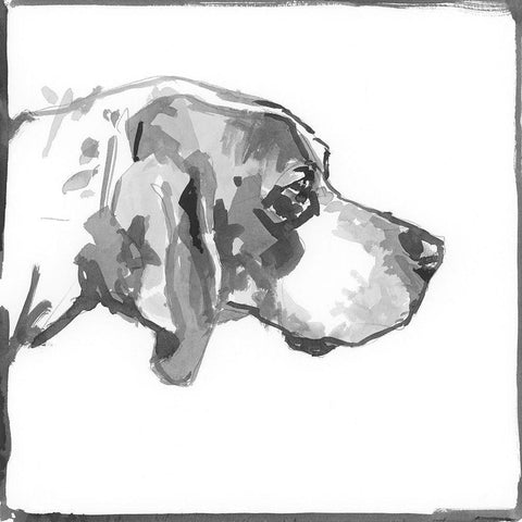 Foxhound White Modern Wood Framed Art Print by Cartissi