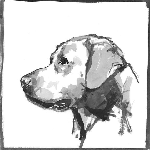 Golden Retriver Black Modern Wood Framed Art Print by Cartissi