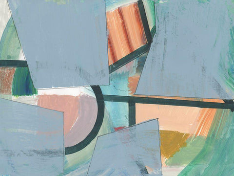 Blueblock I  White Modern Wood Framed Art Print with Double Matting by Cartissi