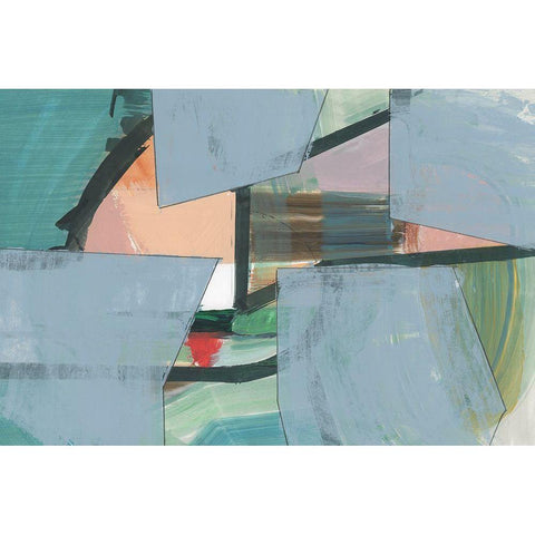 Blueblock II  Black Modern Wood Framed Art Print with Double Matting by Cartissi