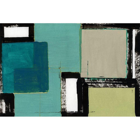 New Emerald I  Black Modern Wood Framed Art Print with Double Matting by Cartissi