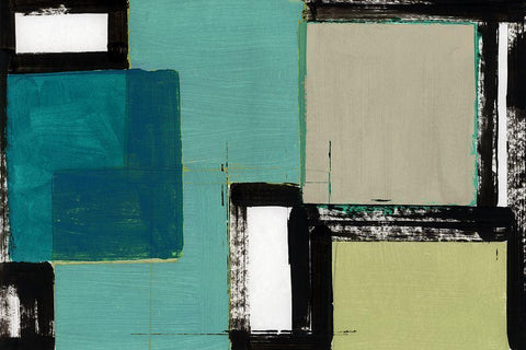 New Emerald I  White Modern Wood Framed Art Print with Double Matting by Cartissi