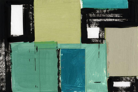 New Emerald II White Modern Wood Framed Art Print with Double Matting by Cartissi