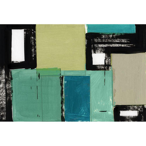 New Emerald II Black Modern Wood Framed Art Print with Double Matting by Cartissi