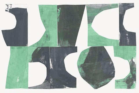 New Green II  White Modern Wood Framed Art Print with Double Matting by Cartissi