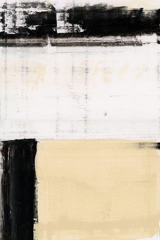 Block Standing III White Modern Wood Framed Art Print with Double Matting by Cartissi