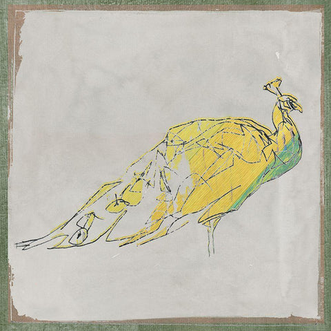 Exotic Bird II White Modern Wood Framed Art Print with Double Matting by Cartissi