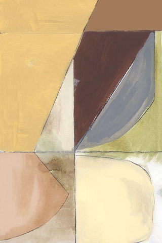 Creamsicle Shapes II  White Modern Wood Framed Art Print with Double Matting by Cartissi