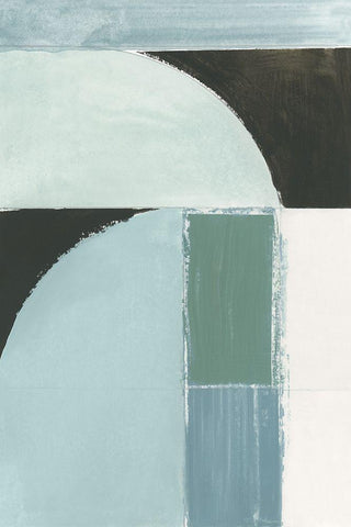 Curved Stream I Black Ornate Wood Framed Art Print with Double Matting by Cartissi