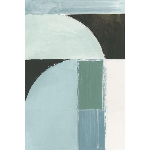 Curved Stream I Black Modern Wood Framed Art Print with Double Matting by Cartissi