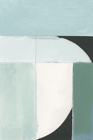 Curved Stream III Black Ornate Wood Framed Art Print with Double Matting by Cartissi