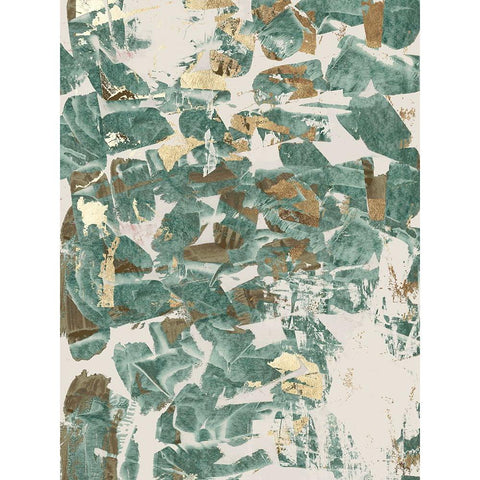 Golden Flakes II White Modern Wood Framed Art Print by Cartissi