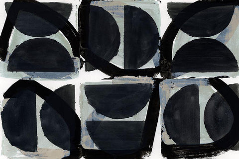 Dancing Block Black Ornate Wood Framed Art Print with Double Matting by Cartissi