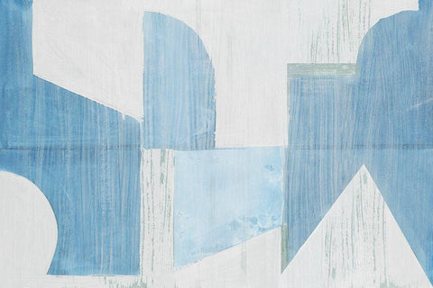 Midway Blue I  White Modern Wood Framed Art Print with Double Matting by Cartissi