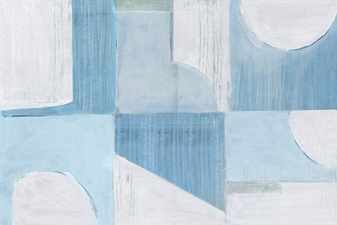 Midway Blue II  White Modern Wood Framed Art Print with Double Matting by Cartissi