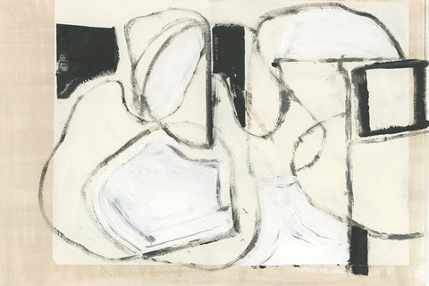 Settling Shapes I White Modern Wood Framed Art Print with Double Matting by Cartissi