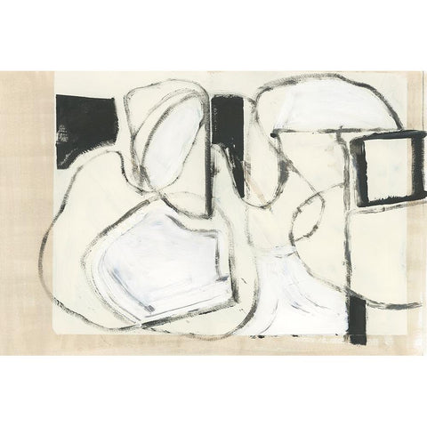 Settling Shapes I Black Modern Wood Framed Art Print by Cartissi