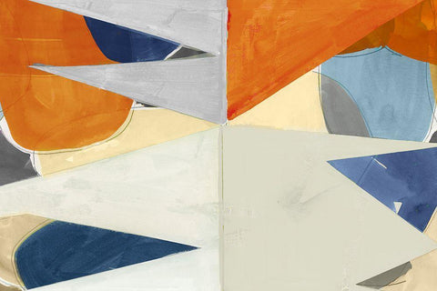 Overlapping Shapes II White Modern Wood Framed Art Print with Double Matting by Cartissi