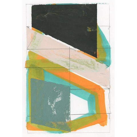 Gentle Geo II Black Modern Wood Framed Art Print with Double Matting by Cartissi