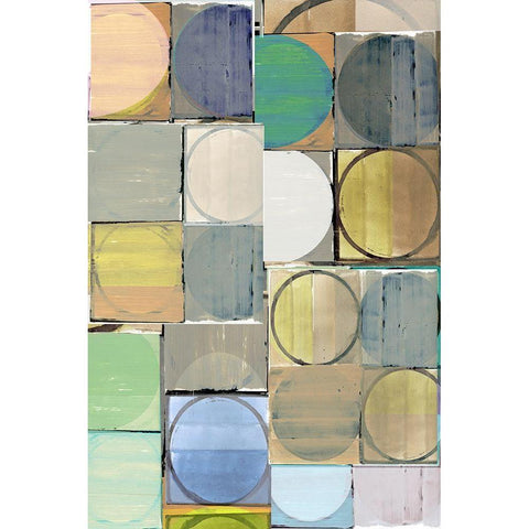 Pastel Tiles II Black Modern Wood Framed Art Print with Double Matting by Cartissi
