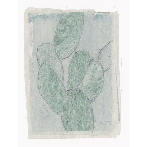 Cactus Sketch II Black Modern Wood Framed Art Print with Double Matting by Cartissi