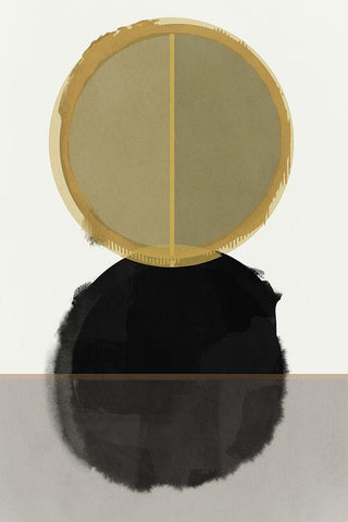 Gilded Circles I  Black Ornate Wood Framed Art Print with Double Matting by Cartissi