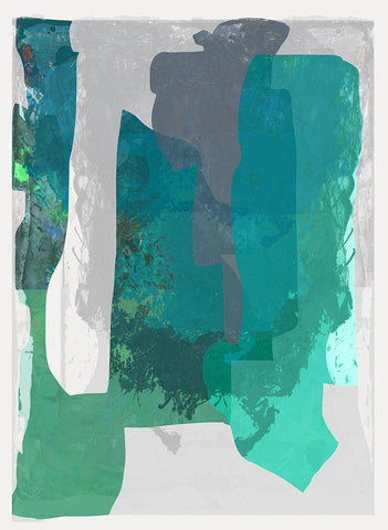 Bright Blue Blobs I  Black Ornate Wood Framed Art Print with Double Matting by Cartissi